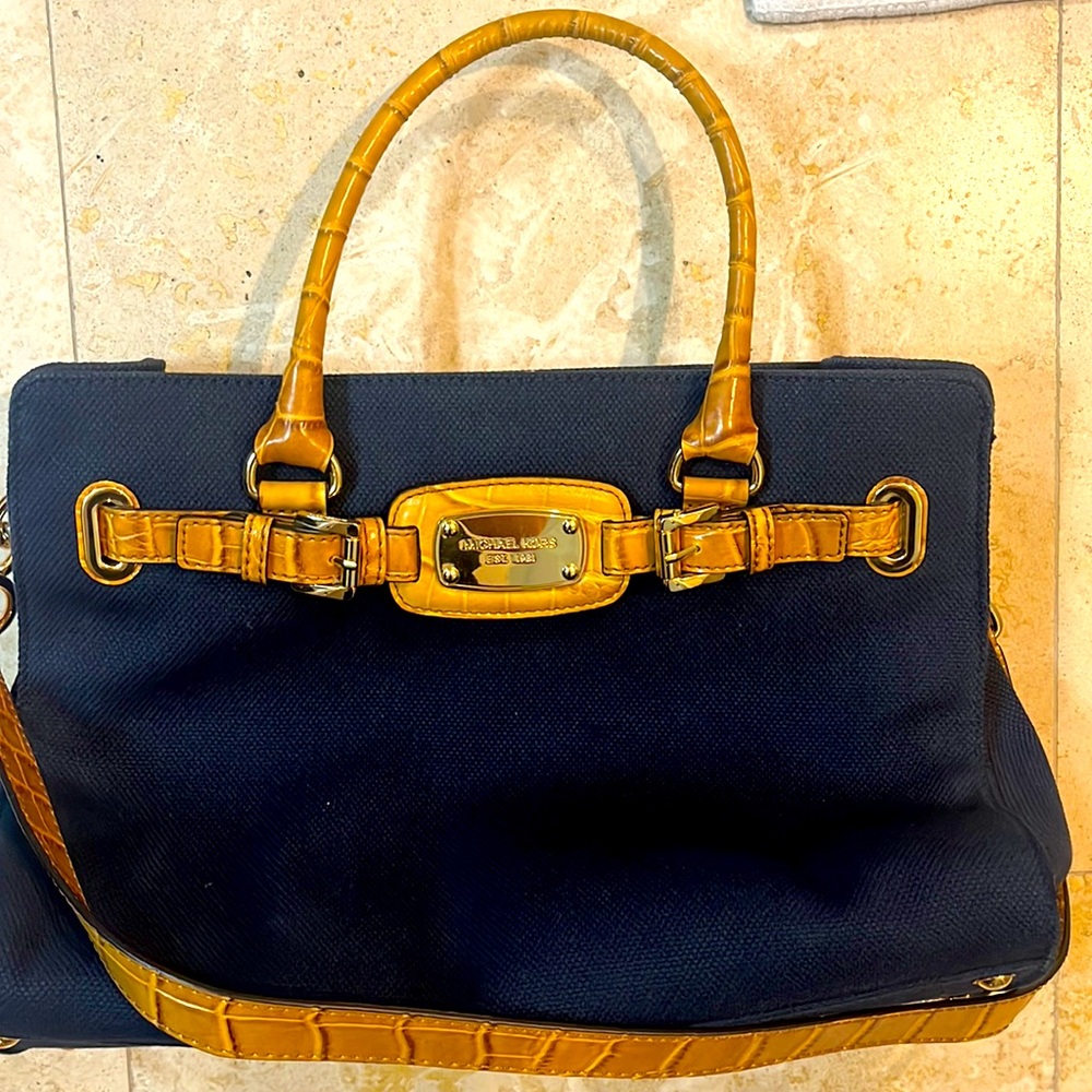 Michael Kors navy canvas purse